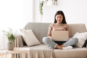 Young woman looking for information about birth control and contraception